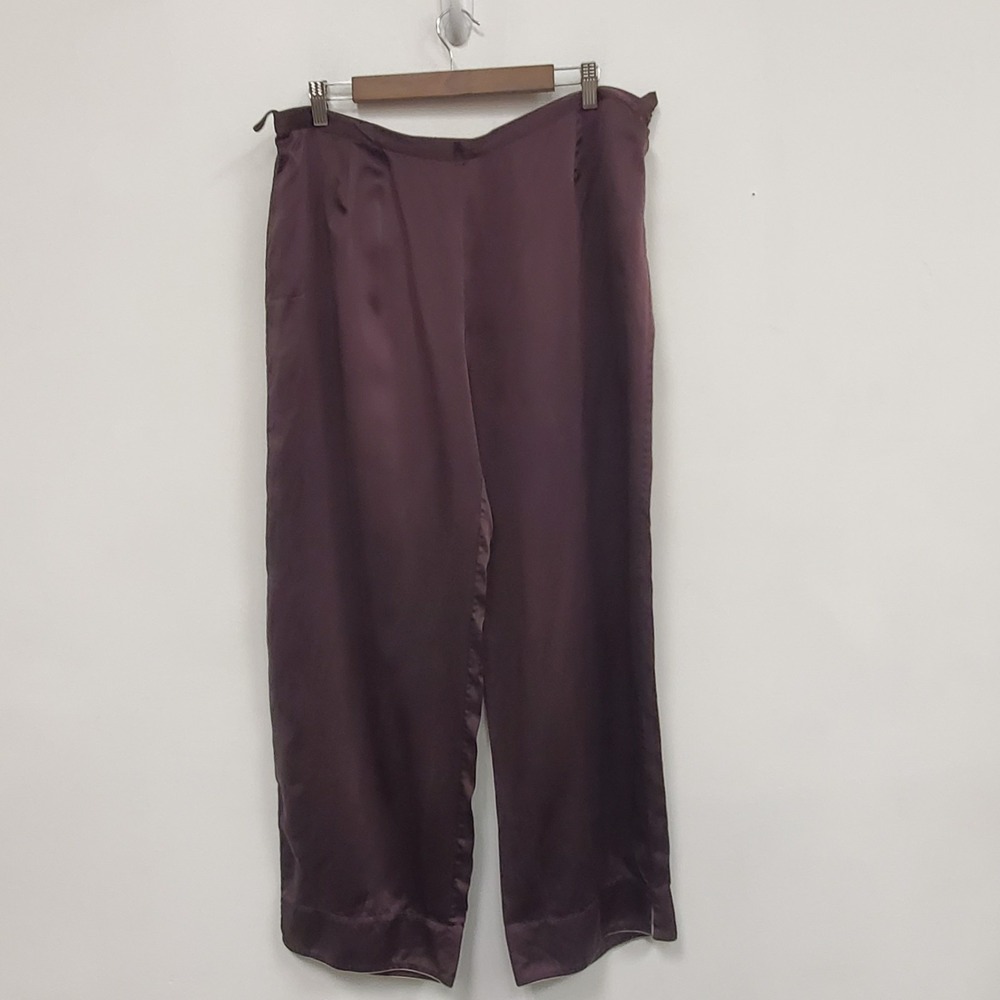 Julianna Rae Womens Top and Bottom Silk Pajama Set Size XXL Purple Quite Luxury - Picture 9 of 16